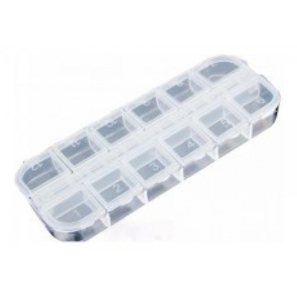 Plastic 12-Place Case for Nail Decorations