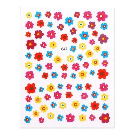 Αυτοκόλλητα Νυχιών Ανοιχτόχρωμα Πολύχρωμα Λουλούδια 647