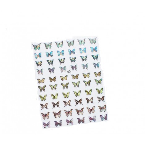 Αυτοκόλλητα Νυχιών Πολύχρωμες Ιριδίζον Πεταλούδες No3