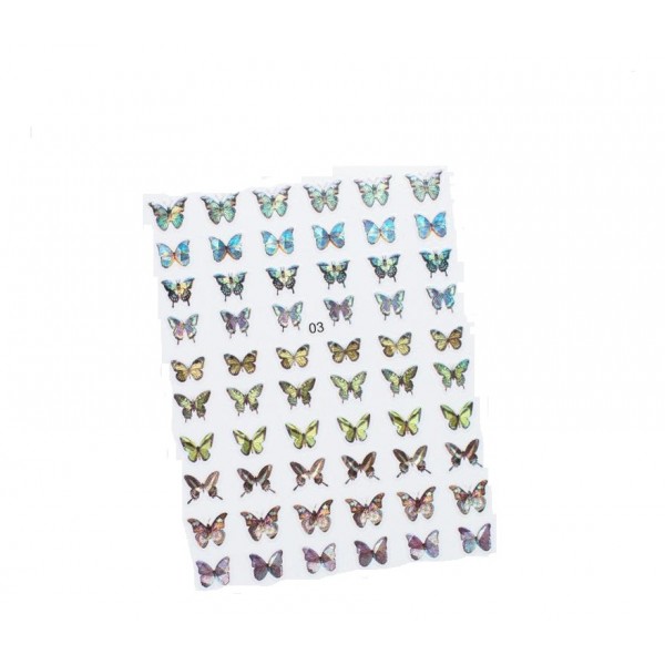 Αυτοκόλλητα Νυχιών Πολύχρωμες Ιριδίζον Πεταλούδες No3