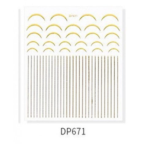Ανάγλυφα Αυτοκόλλητα Νυχιών Χρυσά Σχέδια Μισοφέγγαρο και Γραμμές DP671