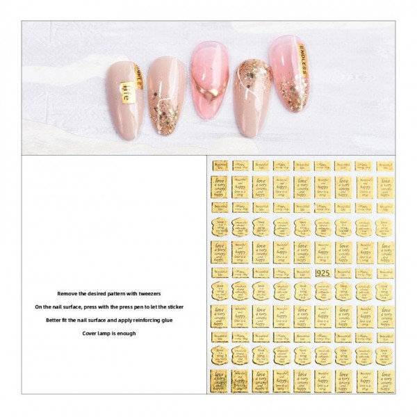 Αυτοκόλλητα Νυχιών με διάφορα μηνύματα σε Χρυσό χρώμα 925